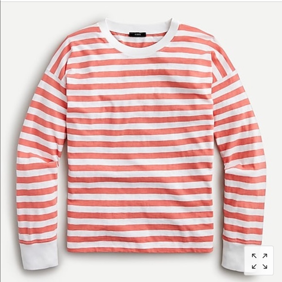 J Crew Long Sleeve Slub Cotton T-shirt in Stripe - Picture 1 of 5